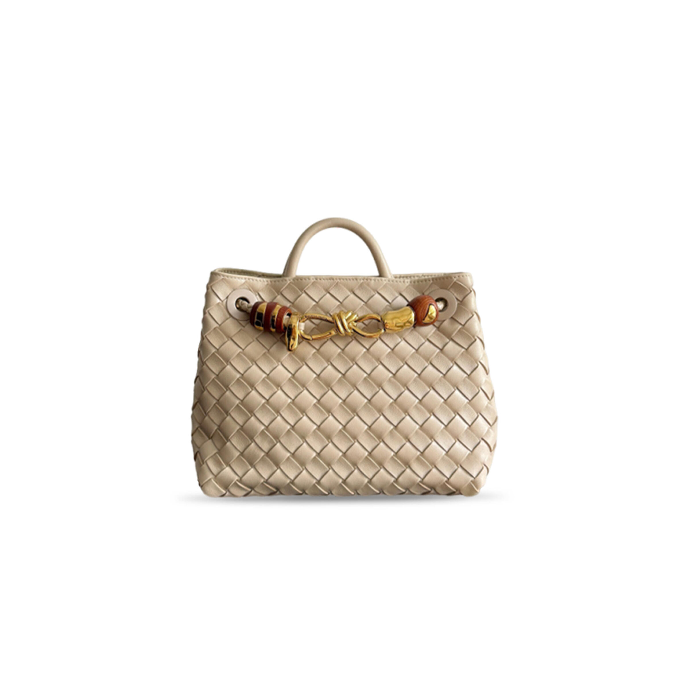BOTTEGA VENETA SMALL ANDIAMO LIGHT BROWN BAG 743568 (25*22*10.5cm)